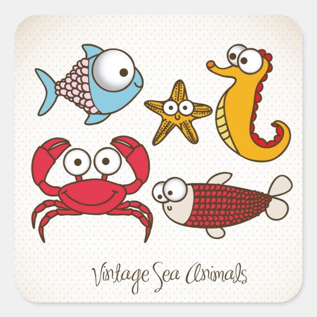 Adesivo Quadrado Vintage Sea Animal Sticker (Frente)