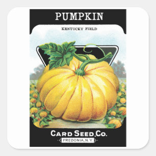 Adesivo Quadrado Vintage Seed Packet Art, Abóbora De Halloween
