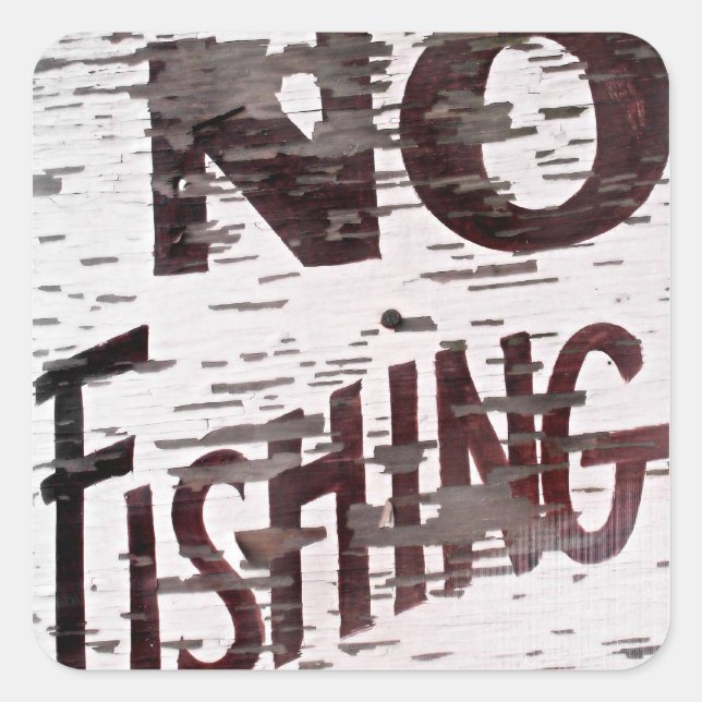 Adesivo Quadrado Vintage Sem Sinal De Pesca (Frente)