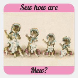 Adesivo Quadrado Vintage Sewing Kittens
