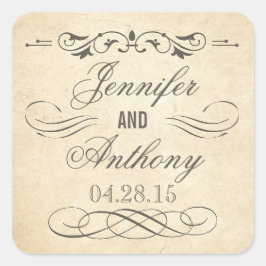 Adesivo Quadrado Vintage Shabby e Chic Wedding