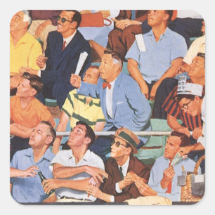 Adesivo Quadrado Vintage Sports Baseball Fans assistindo um jogo