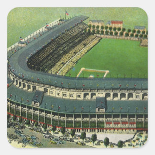 Adesivo Quadrado Vintage Sports Baseball Stadium, Vista Aérea