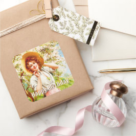 Adesivo Quadrado Vintage Springtime Emile Vernon Floral Birthday