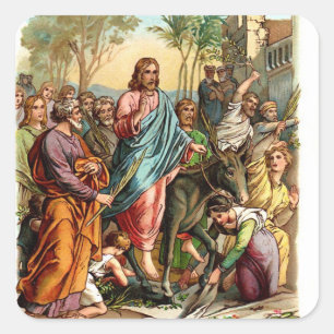 Adesivo Quadrado Vintage Sticker-Jesus Entra em Jerusalém