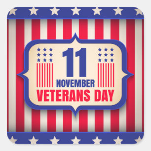 Adesivo Quadrado Vintage Sticker para o Dia dos Veteranos