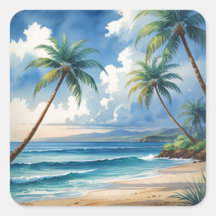 Adesivo Quadrado Vintage Style Havaiano Viagem Aloha Do Havaí