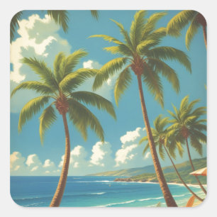 Adesivo Quadrado Vintage Style Havaiano Viagem Aloha Do Havaí