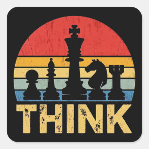 Adesivo Quadrado Vintage Sunset Chess Trabalho de arte - Inspirador
