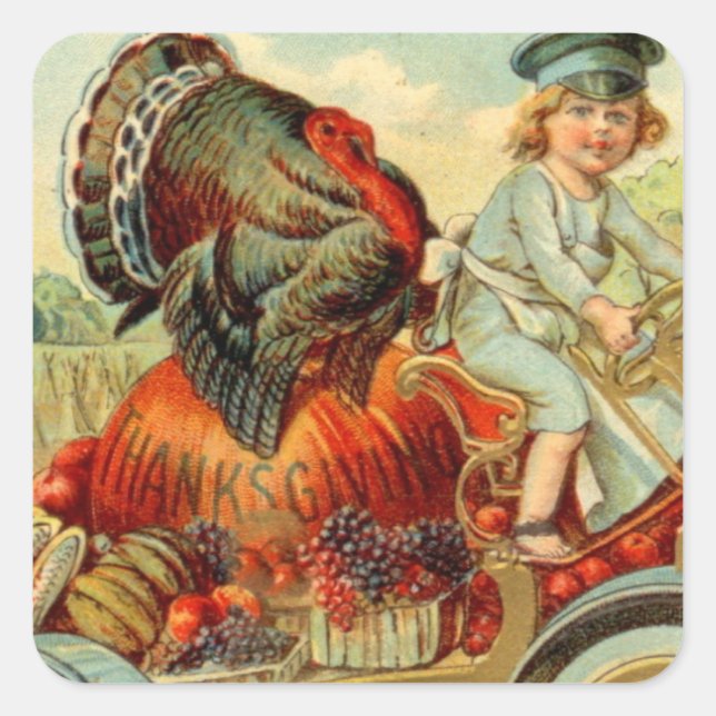 Adesivo Quadrado Vintage Thankand Holiday Turkey Square Sticker (Frente)