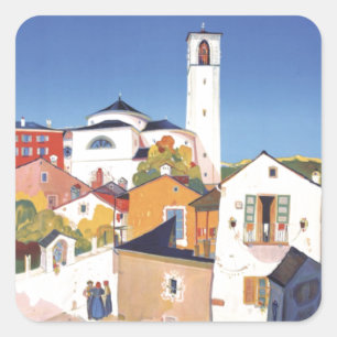 Adesivo Quadrado Vintage Ticino Tessin Suiça Canton