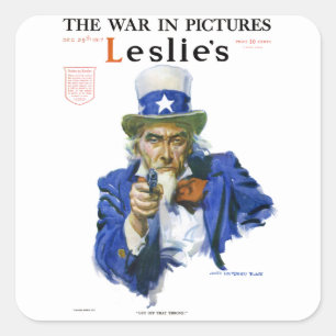 Adesivo Quadrado Vintage, Tio Sam, Cobrir de Arte