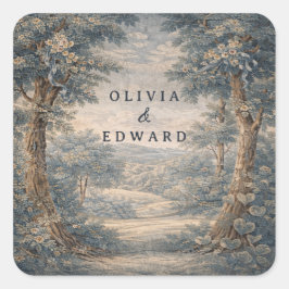 Adesivo Quadrado Vintage Toile Wedding Tapestry Romantic Woodland 