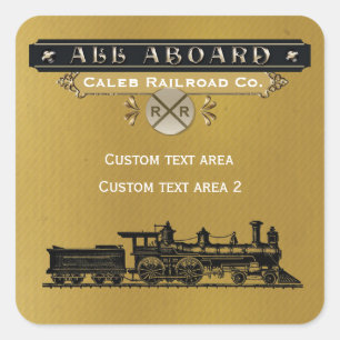 Adesivo Quadrado Vintage Train Locomotive Steam Party Stick