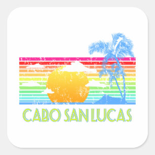 Adesivo Quadrado Vintage Tropical Cabo San Lucas