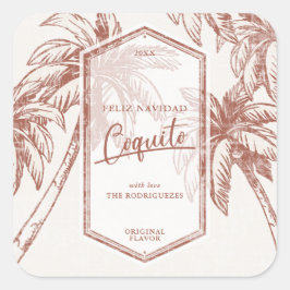 Adesivo Quadrado Vintage Tropical Palm Tree Coquito