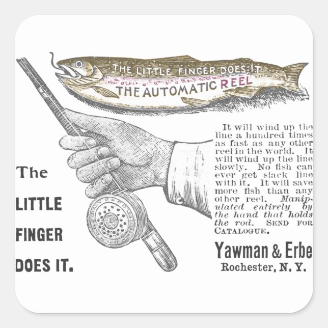 Adesivo Quadrado Vintage Trout Pescar Ad Circa 1890 (Frente)