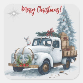 Adesivo Quadrado Vintage Truck Holiday Sticker