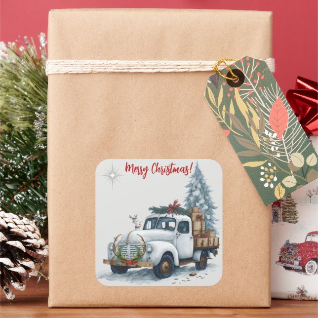 Adesivo Quadrado Vintage Truck Holiday Sticker (Feriado)