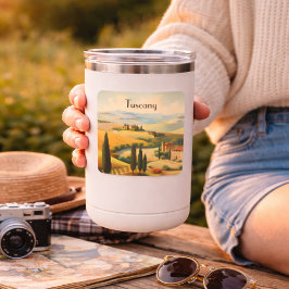 Adesivo Quadrado Vintage Tuscany Italy Countryside Landscape