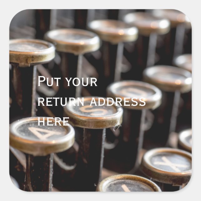Adesivo Quadrado Vintage Typewrite Keys Return Address Sticker (Frente)