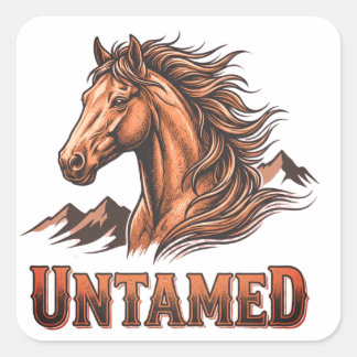 Adesivo Quadrado Vintage Untamed Stallion Western Shirt