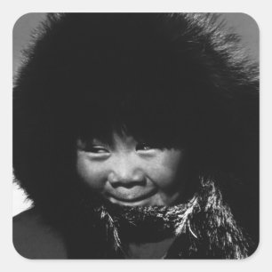 Adesivo Quadrado Vintage USA Alaska eskimo child 1970