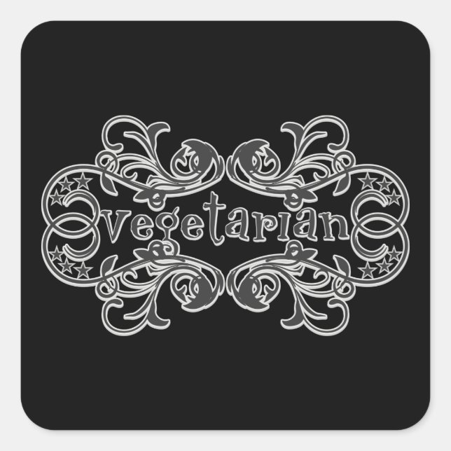 Adesivo Quadrado Vintage Vegetarian (Frente)