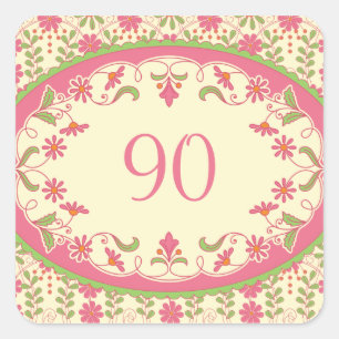 Adesivo Quadrado Vintage Victorian Daisy Birthday Stickers