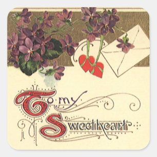 Adesivo Quadrado Vintage Victorian Dia de os namorados To My Swethe
