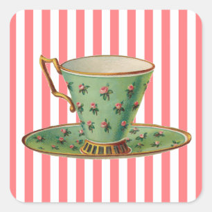 Adesivo Quadrado Vintage Victorian Tea Cup