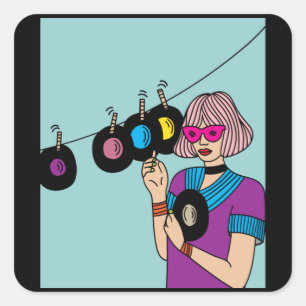 Adesivo Quadrado Vintage Vinil Plates De Registros