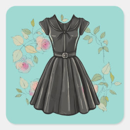 Adesivo Quadrado Vintage-Vintage-Vintage-Vestido-Preto