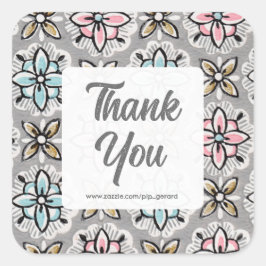 Adesivo Quadrado Vintage Wallpaper Personalizado Obrigado Modelo on