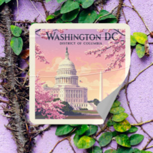 Adesivo Quadrado Vintage Washington D.C.