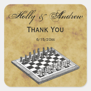 Adesivo Quadrado Vintage WBG da xadrez e do conselho de xadrez