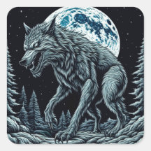 Vintage Werewolf crescendo em uma noite de lua che