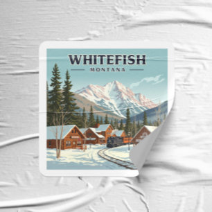 Adesivo Quadrado Vintage Whitefish Montana