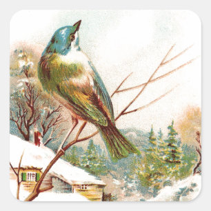 Adesivo Quadrado Vintage Winter Blue