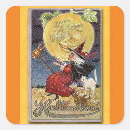 Adesivo Quadrado Vintage Witch No Vidro Sticker