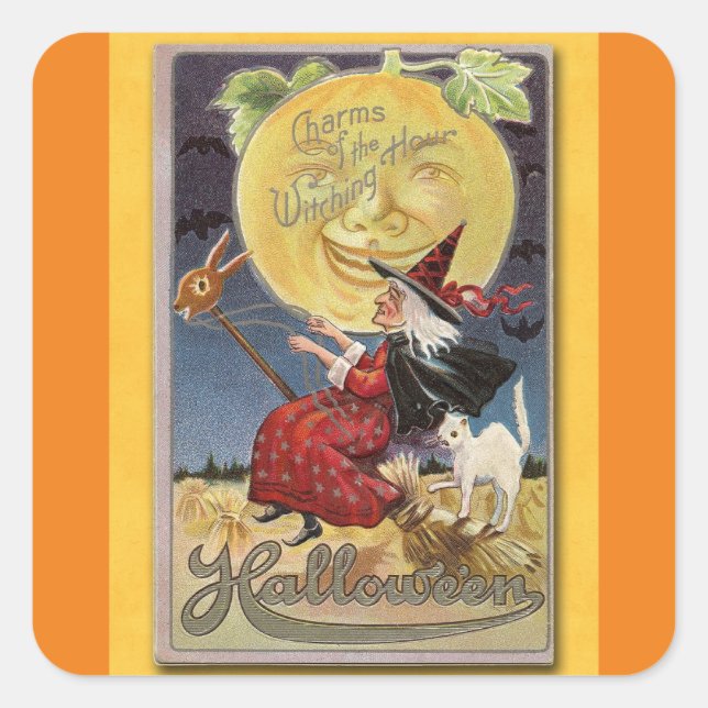 Adesivo Quadrado Vintage Witch No Vidro Sticker (Frente)