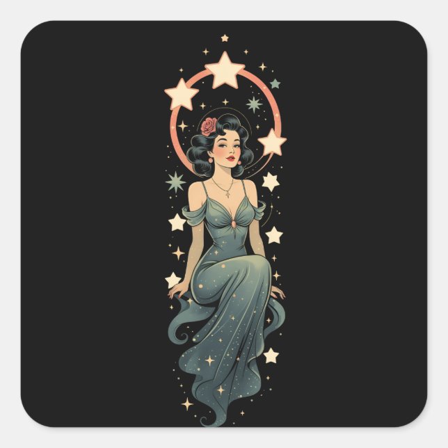 Adesivo Quadrado Vintage Woman (Frente)