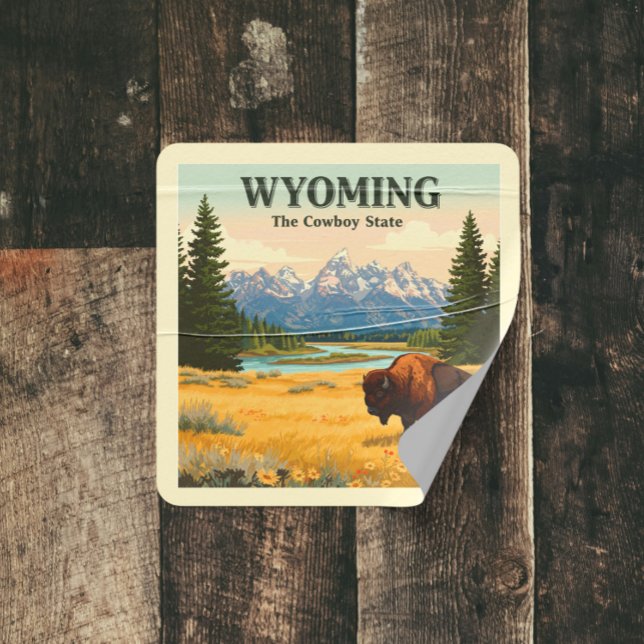 Adesivo Quadrado Vintage Wyoming (Criador carregado)