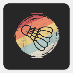 Adesivo Quadrado Vintagem da Bola de Badminton