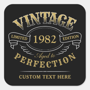 Adesivo Quadrado Vintagem Dourada Preta Personalizada Envelhecida A