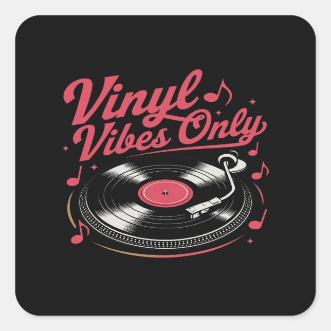 Adesivo Quadrado Vinyl Vibes Apenas - Retro Record Player Design (Frente)