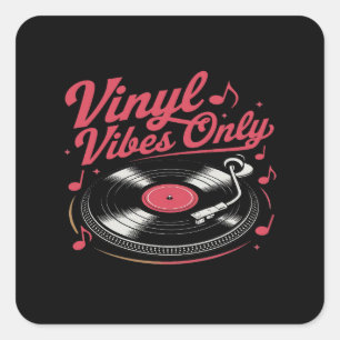 Adesivo Quadrado Vinyl Vibes Apenas - Retro Record Player Design