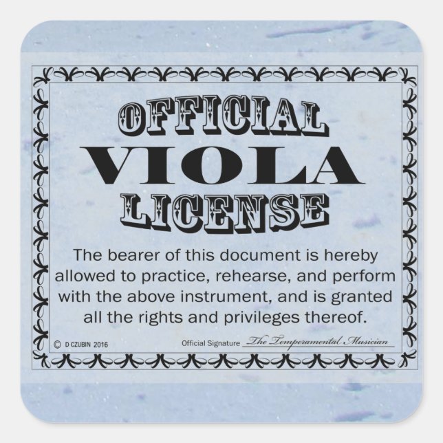 Adesivo Quadrado Viola License Square Sticker (Frente)