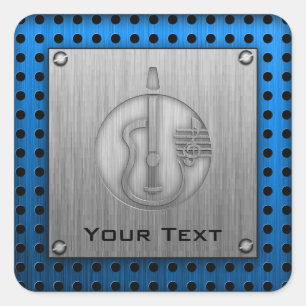 Adesivo Quadrado Violão Acústico; Olho de metal escovado