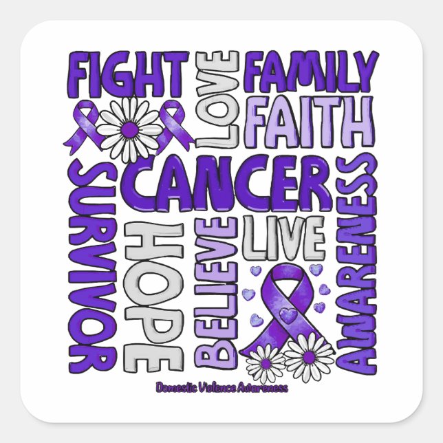 Adesivo Quadrado Violência Doméstica Sensibilização - Luta contra o (Frente)